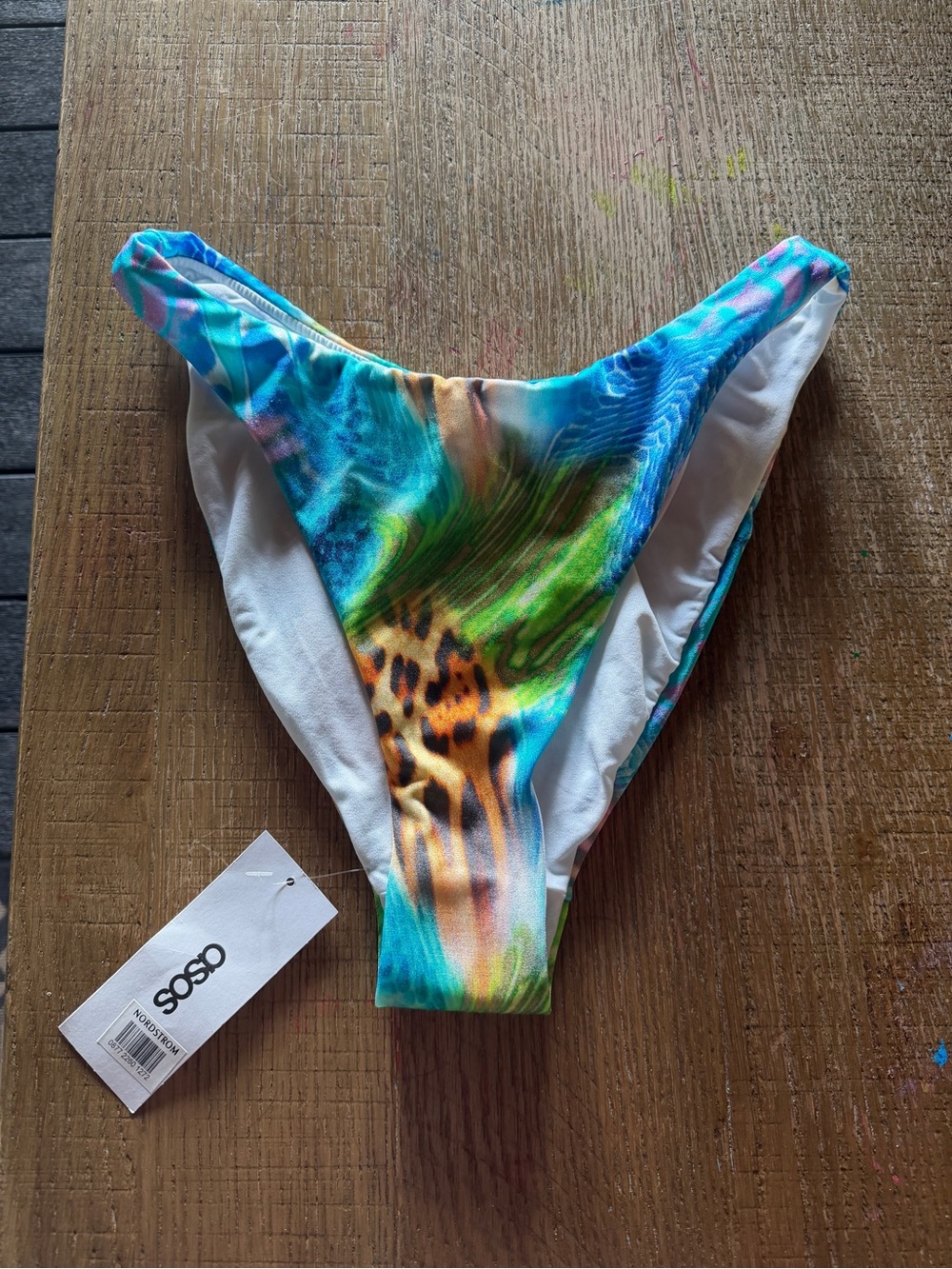 ASOS Blue Green Multicolor Tropical Print Bikini Bottoms